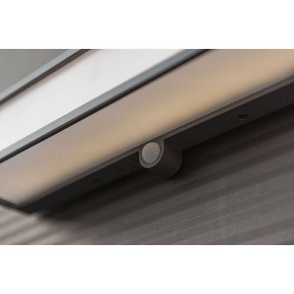 Aplique solar LED potente rectangular DOBLO XL antracita 16,5W 4000K con sensor de movimiento 