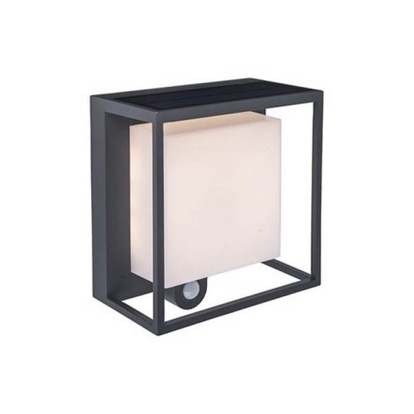 Aplique solar LED com difusor quadrado opala CURTIS antracite 3w 3000k