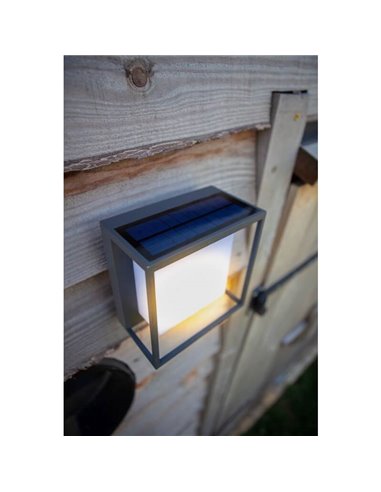 Aplique solar LED con difusor opal cuadrado CURTIS antracita 3w 3000k