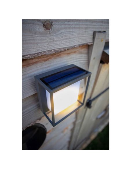 Aplique solar LED com difusor quadrado opala CURTIS antracite 3w 3000k