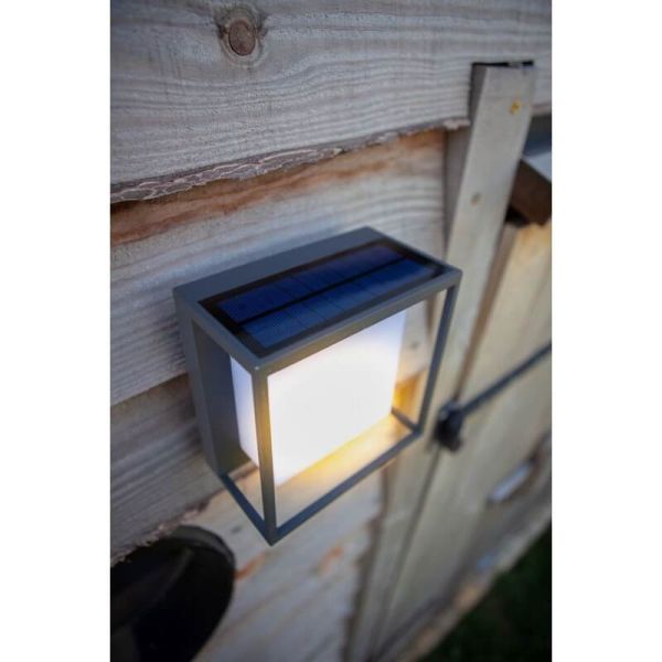 Aplique solar LED con difusor opal cuadrado CURTIS antracita 3w 3000k