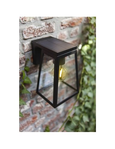 Aplique LED solar FIA con bombilla de filamento incluida de bajo voltaje (sin electricidad ni alumbrado) + Vidrio de repuesto