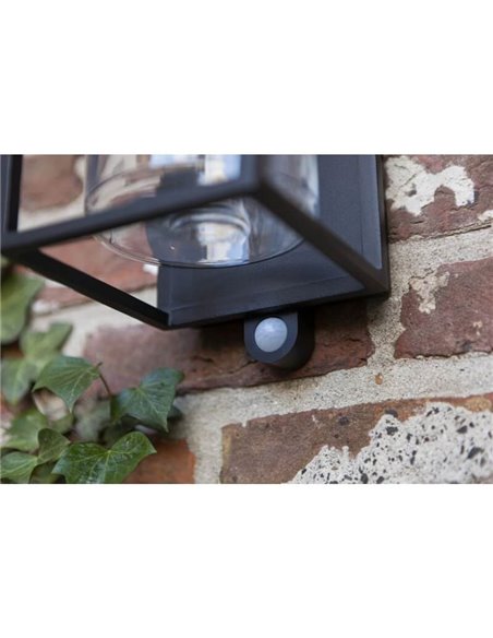 Aplique LED solar FLAIR con sensor de movimiento vaso transparente redondo con bombilla de filamento incluida E27