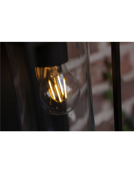 Aplique LED solar FLAIR con sensor de movimiento vaso transparente redondo con bombilla de filamento incluida E27