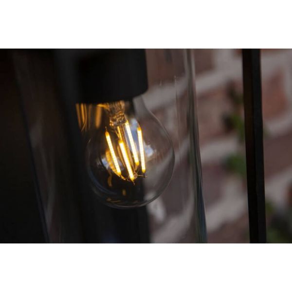 Aplique LED solar FLAIR con sensor de movimiento vaso transparente redondo con bombilla de filamento incluida E27