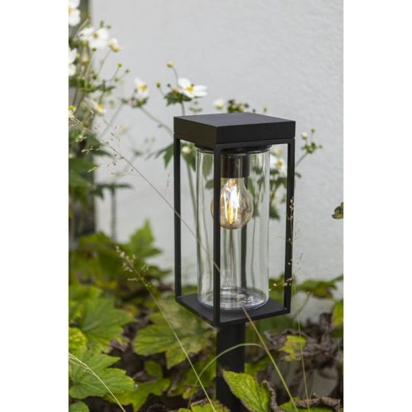 Baliza LED solar FLAIR con vaso transparente y bombilla de filamento incluida E27 + Vidrio de repuesto
