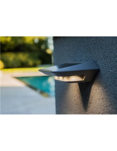 Aplique de pared exterior LED GHOST SOLAR gris con sensor de movimiento 4000K