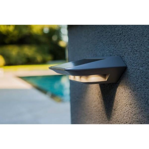 Aplique de pared exterior LED GHOST SOLAR gris con sensor de movimiento 4000K