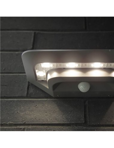 Aplique de pared exterior LED GHOST SOLAR gris con sensor de movimiento 4000K