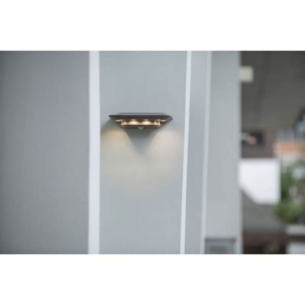 Aplique de pared exterior LED GHOST SOLAR gris con sensor de movimiento 4000K
