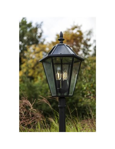 Lampadaire classique LONDON avec 3 ampoules à filament E12 incluses noir mat