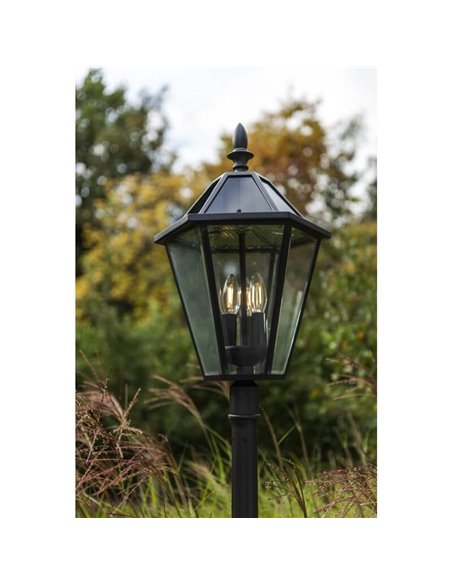 Lampadaire classique LONDON avec 3 ampoules à filament E12 incluses noir mat