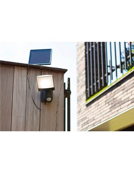 Aplique exterior SUNSHINE con panel solar independiente (cable 5m) y sensor de movimiento antracita
