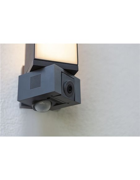 Aplique LED inteligente con cámara de seguridad Full HD CUBA con micro, altavoz y sensor de movimiento muy potente -LUTEC Connec