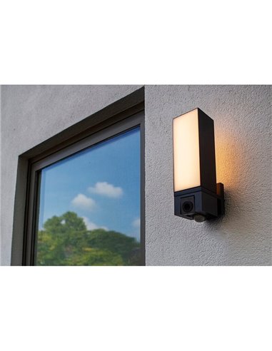 Aplique LED inteligente con cámara de seguridad Full HD CUBA con micro, altavoz y sensor de movimiento muy potente -LUTEC Connec
