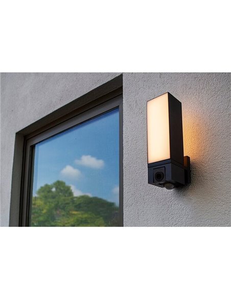 Aplique LED inteligente con cámara de seguridad Full HD CUBA con micro, altavoz y sensor de movimiento muy potente -LUTEC Connec