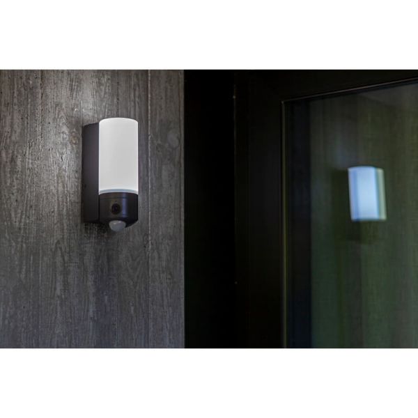 Aplique tubular LED para exterior POLLUX con cámara de seguridad, audio y detección de 180º antracita -LUTEC Connect-