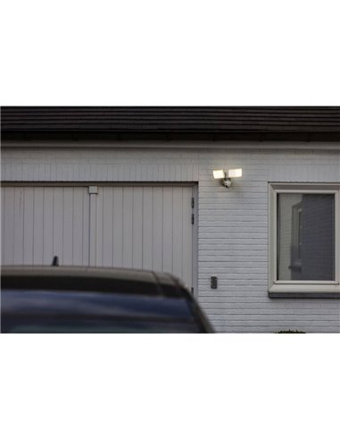 Projecteur LED double tête LIBRA blanc, avec audio, vidéo et détection contrôlables depuis l'application, super puissant -LUTEC 