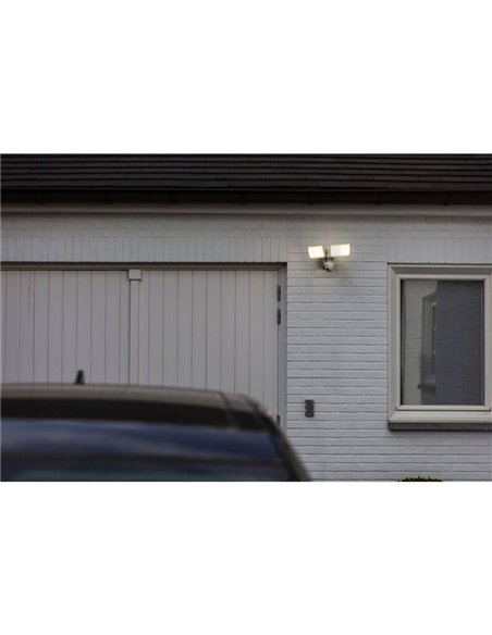 Proyector LED de doble cabezal LIBRA blanco, con audio, vídeo y detección controlable desde aplicación, super potente -LUTEC Con