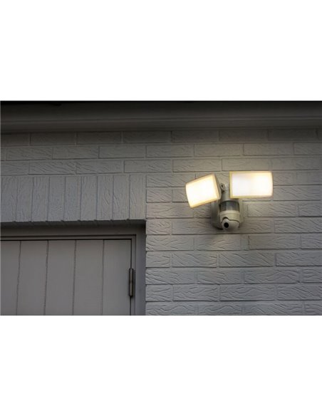 Projecteur LED double tête LIBRA blanc, avec audio, vidéo et détection contrôlables depuis l'application, super puissant -LUTEC 