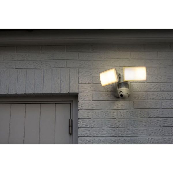 Proyector LED de doble cabezal LIBRA blanco, con audio, vídeo y detección controlable desde aplicación, super potente -LUTEC Con