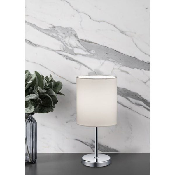 Lampe de table JERRY Abat-jour en tissu blanc | LéonLeds