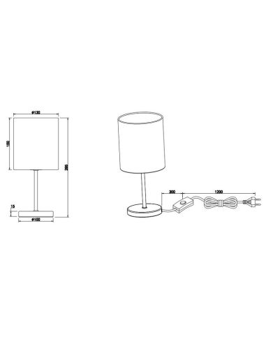 Lampe de table JERRY Abat-jour en tissu blanc | LéonLeds