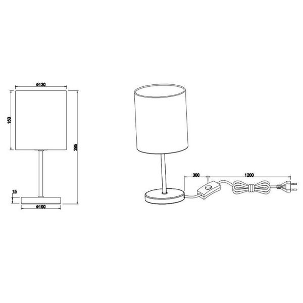Lampe de table JERRY Abat-jour en tissu blanc | LéonLeds