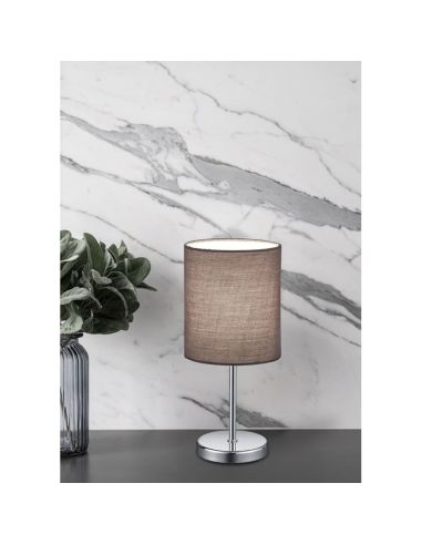 Lampe de table classique JERRY Abat-jour en tissu gris | LéonLeds