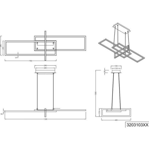 SALINAS Lampe à suspension LED Hauteur réglable Luminosité réglable | LéonLeds