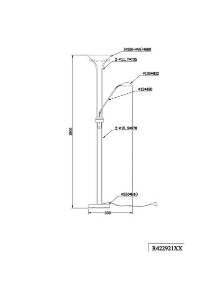 Lampadaire LED avec bras de lecture flexible SPOCK Dimmable | LéonLeds