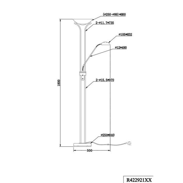 Lámpara de pie LED brazo de lectura flexible SPOCK Regulable| LeonLeds