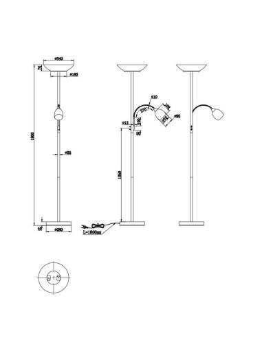 Lámpara de pie GERRY 2 Luces Independientes brazo de lectura| LeonLeds
