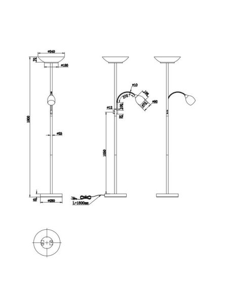 Lámpara de pie GERRY 2 Luces Independientes brazo de lectura| LeonLeds