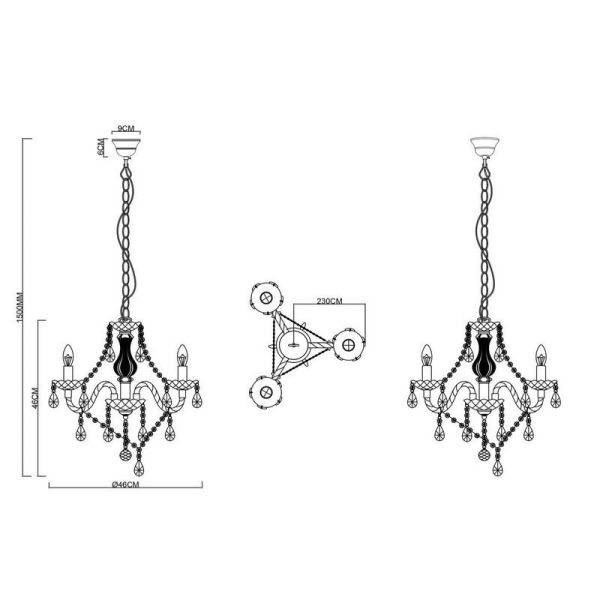 Lámpara de araña antigua LÜSTER 3 Luces Colgantes decorativos| LeonLeds