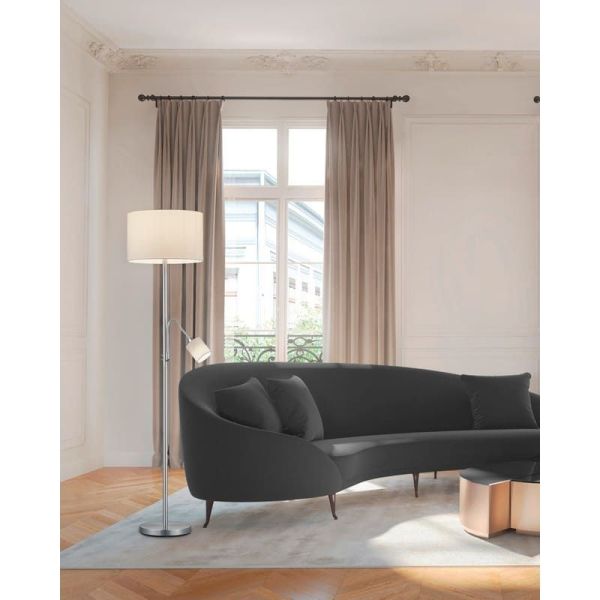 Lámpara de pie HOTEL Pantalla Textil Blanca Luz de Lectura | LeonLeds