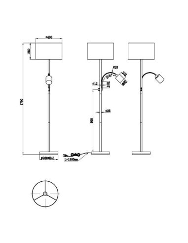 HOTEL Lampadaire Abat-jour en textile blanc Lampe de lecture | LéonLeds