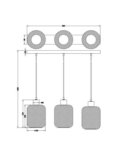 Lámpara Colgante Pantalla rejilla CALIMERO 3 Luces Altura ajustable| LeonLeds