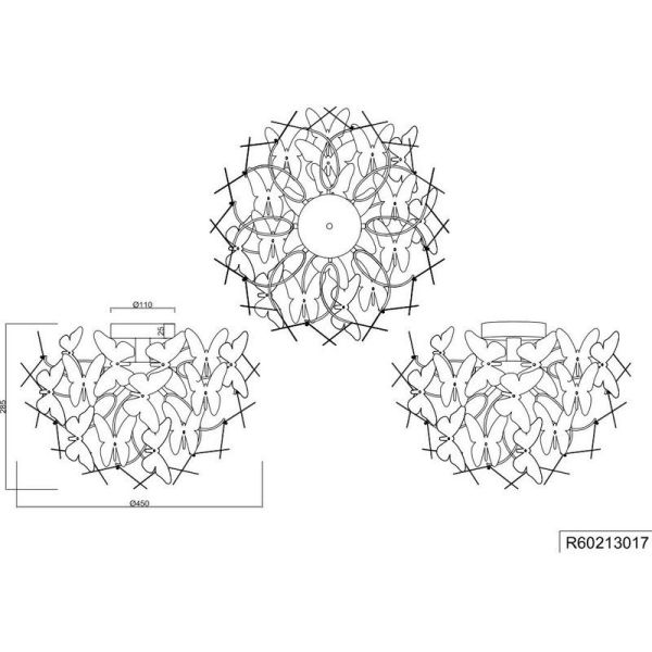 Lámpara de techo BUTTERFLY para habitación infantil 3 luces | LeonLeds