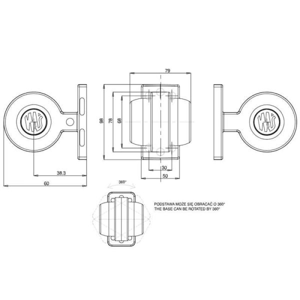 Mesures Galibo LED courte avec feu latéral rouge et ambre 2260/II R1 SM1 12V/24V avec emblème lumineux
