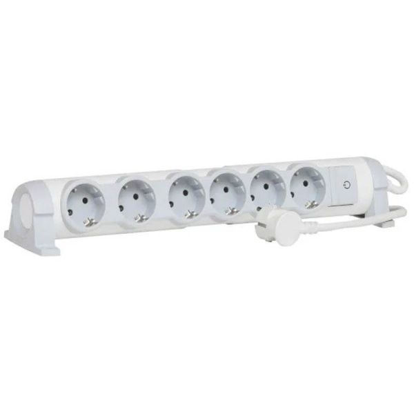 Multiprise 6 Prises blanc et gris câble Legrand 1,5M avec Interrupteur Lumineux