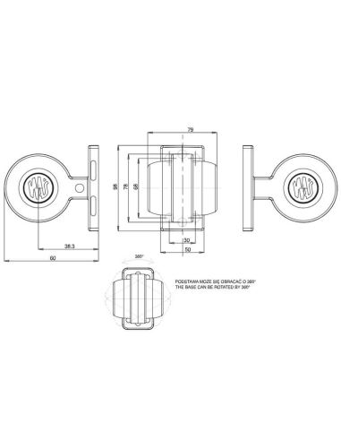 Medidas Galibo LED corto Ambar lateral 2261/II SM1 12V/24V con Emblema Luminoso Was | LeonLeds