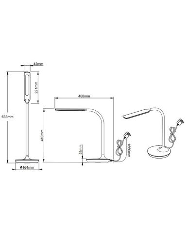 Candeeiro de mesa POLO LED estilo Flexo 4 níveis de brilho | LeonLeds