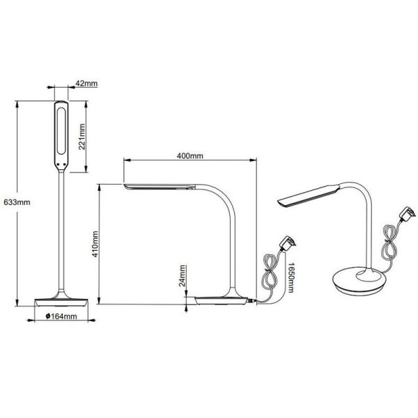 Lampe de table style Flexo LED POLO 4 niveaux de luminosité | LéonLeds