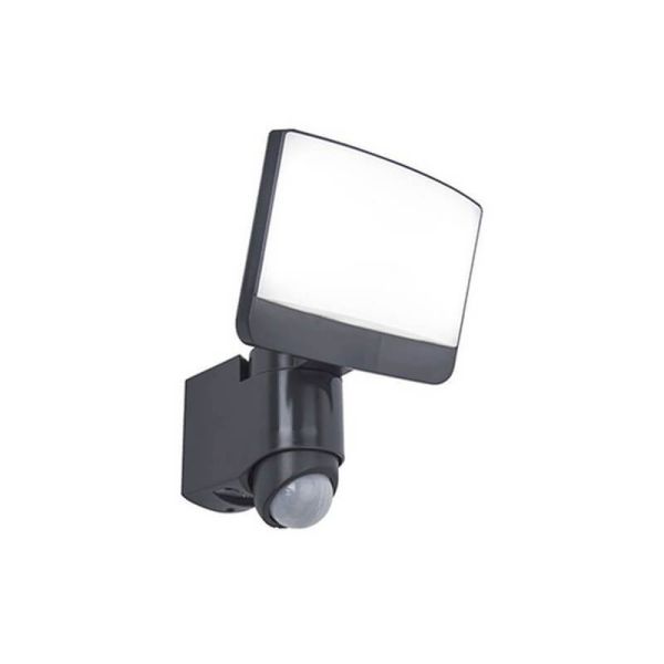 Proyector potente LED con cabezal orientable SUNSHINE con sensor de movimiento antracita PIR 5000K 12,5W/15,4W