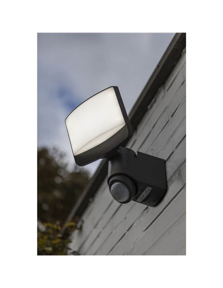 Proyector potente LED con cabezal orientable SUNSHINE con sensor de movimiento antracita PIR 5000K 12,5W/15,4W