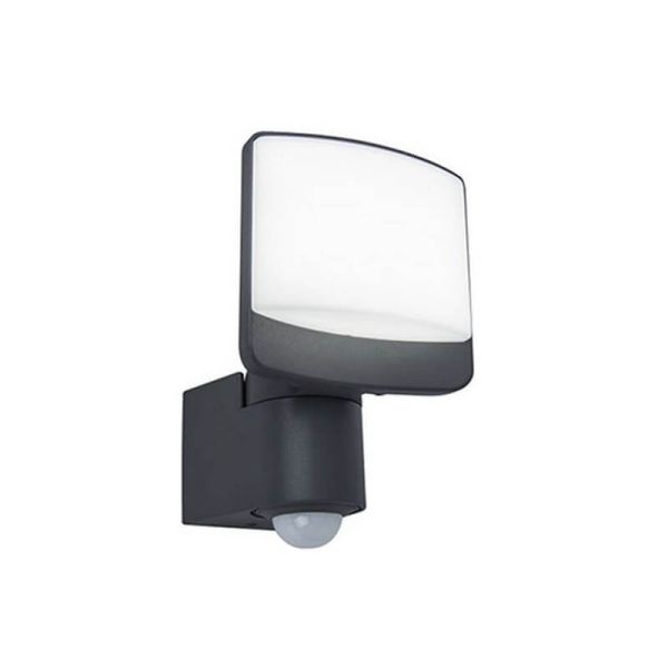 Proyector potente LED con cabezal orientable SUNSHINE con sensor de movimiento antracita PIR 5000K 12,5W/15,4W