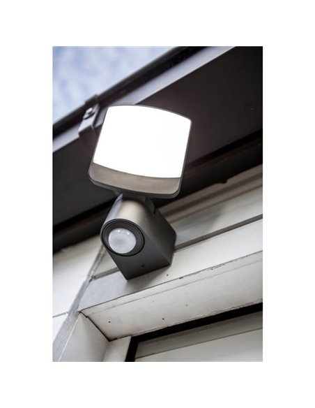 Proyector potente LED con cabezal orientable SUNSHINE con sensor de movimiento antracita PIR 5000K 12,5W/15,4W
