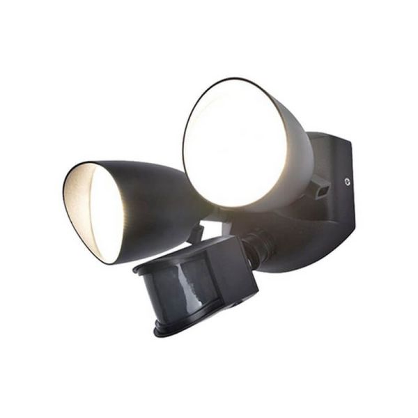 Luz de seguridad con 2 luces LED tipo bicicleta SHRIMP negro mate con sensor de movimiento súper potente 2450Lm 4000K