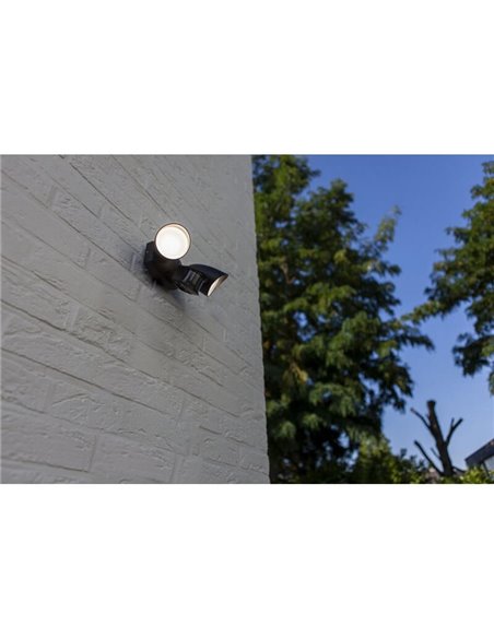 Luz de segurança com 2 luzes de bicicleta LED preto fosco SHRIMP com sensor de movimento super potente 2450Lm 4000K